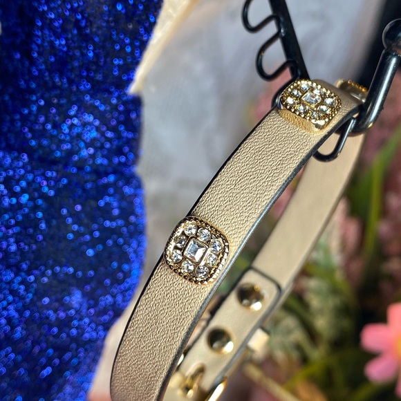 NWT VEGAN TAUPE LEATHER MERLIN BRACELET WITH BLING - Picture 6 of 13